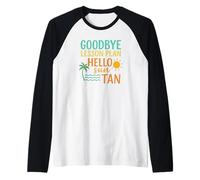 Addio Scuola Ciao Summer Break Carino Insegnante Vacanza Maglia con Maniche Raglan