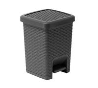 Addis Pattumiera Quadrata Effetto Rattan, 6 Litri, Colore Antracite, Carbone, Pedal Bin