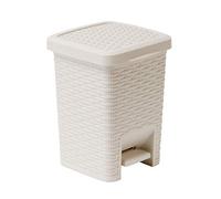 Addis Pattumiera Quadrata Effetto Rattan, 6 Litri, Color Crema, Lino Calico, Pedal Bin
