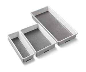 Addis, scatole porta oggetti, di alta qualità, con base morbida, per riordinare il cassetto, plastica, White/Grey, 18 x 40 x 7.5 cm