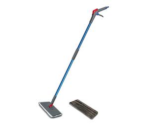 Addis Spray Mop Go Duo - Mocio piatto in microfibra con manico integrato per serbatoio dell'acqua e cuscinetto di ricambio extra MOB, blu