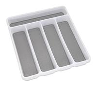 Addis Vassoio organizer per utensili da cucina, 5 scomparti, morbido al tatto, colore: bianco e grigio