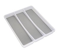 Addis Vassoio organizer per utensili e posate, morbido al tatto, 3 scomparti, bianco e grigio