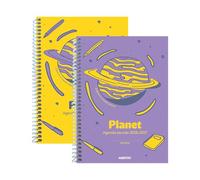 ADDITIO - Agenda elementare da 6 a 12 anni | Planet | Agenda scolastica 2026-27 | Vista settimanale | Da settembre 2026 a giugno 2027 | Dimensioni 15 x 21 cm | Spagnolo | Giallo | Lilla