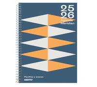 ADDITIO - Agenda secondaria da 12 a 16 anni | Meridian | Agenda scolastica 2025-26 | Vista settimanale | Da settembre 2025 a giugno 2026 | 15 x 21 cm | Spagnolo | Blu Chiaro | Blu Scuro