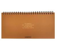 ADDITIO Planner da tavolo settimanale vista senza tempo, planner settimanale 21 x 10 cm, 108 pagine con appunti, doppia spirale, carta Munken da 100 g, organizer da scrivania, ocra, catalano