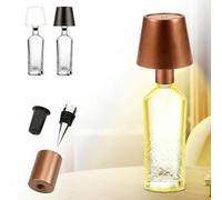 AddLiving Lampada LED per bottiglia, lampada a batteria con funzione touch, lampada da comodino dimmerabile, paralume, 3 colori di luce, 56 LED, resistente alle intemperie IP44, con 3 tappi per