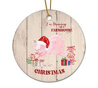 Addobbi Albero Di Natale Animali'M Dreaming Of A Farmhouse Natale Ornamenti Pendenti Stampato Su Due Lati La Casa Decorazioni Ornamento In Ceramica