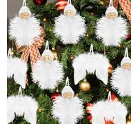 Addobbi Albero Di Natale Bianca Piuma UieaMsio 16 Pezzi Piccole Ali d'Angelo Per Albero Di Natale Decorazioni Natalizie Bianche Fantasia Angelo Piuma Bianca Ornamento Festa Decorazione (16pcs)