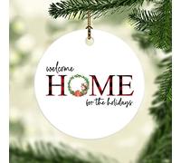 Addobbi Albero Di Natale Red And White Buffalo Plaid Christmas Wreath Welcome Home For The Holidays Quote Addobbi Natalizi Da Appendere Stampato Su Due Lati Festa Ornamento In Ceramica
