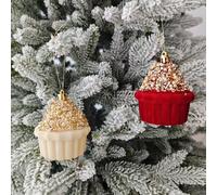 Addobbi Albero di Natale Set 4 Peluche e PVC Decorazioni Torte Rosso Oro