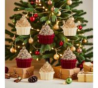 Addobbi Albero di Natale Set 4 Peluche e PVC Decorazioni Torte Rosso Oro