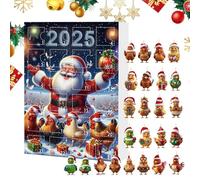 Addobbi Natalizi a Forma di Gallina, Decorazioni Appendibili 2D In Acrilico Animali, Conteggio Alla Rovescia 2025 24-Giorni, Decorazione Appendibile Per Albero Di Natale Specchietto Auto Casa