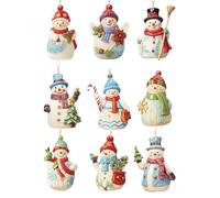 Addobbi Natalizi a Forma di Pupazzo di Neve, Decorazioni Natalizie Pupazzo di Neve Appendibili, 9 Pezzi Figurine da Collezione Artigianato in Legno Pendente per Feste Giardino Esterno Parete Finestra