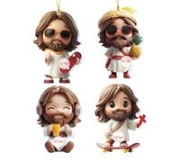 Addobbi Natalizi Gesù | Pendenti In Acrilico 2D Con Gesù - 4x Pendenti Religiosi Festivi Per Feste, Casa, Auto, Porta, Borsa, Decorazione Elegante