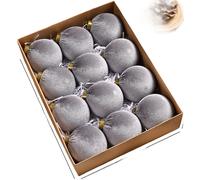 Addobbi Natalizi in Velluto Set Decorativo 12PCS 8CM Palline per Vacanze per Alb