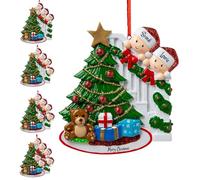 Addobbi Natalizi Personalizzati per la Famiglia 2024, Decorazioni Personalizzate per l'Albero di Natale con Nomi, Ciondolo per Albero di Natale - Resina di Alta Qualità - Famiglia di 2,3,4,5,6