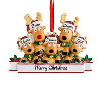 Addobbi Natalizi Personalizzati per la Famiglia con Nomi 2024, Famiglia di 2/3/4/5/6/7/8, Ciondolo Personalizzato per la Famiglia di Alci di Natale per Decorazioni per l'albero di Natale