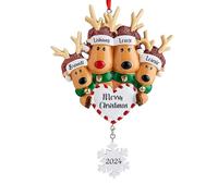 Addobbi Natalizi Personalizzati per la Famiglia con Nomi, Famiglia di 2/3/4/5/6, Ciondolo Personalizzato per la Famiglia di Alci a Forma di Cuore per Decorazioni per l'Albero di Natale