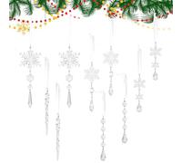 Addobbi per Albero di Natale | Decorazione Invernale Decorativa in Acrilico Trasparente 2D - Decorazioni Natalizie A Fiocco Di Neve In Acrilico - per Davanzale Camera da Letto Balconi Porte Parete Gia