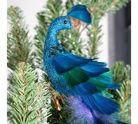 Addobbi per albero di Natale piumati di pavone colorati per un look festivo