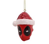 Addobbo 3D per albero di Natale Marvel viso di Deadpool con cappello di Babbo Na