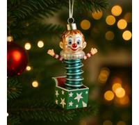 Addobbo Albero di Natale Clown a Molla con Base a Scatola Verde, Decorazione Vintage Divertente per un Tocco Festivo Originale al tuo Ambiente Natalizio 13,5cm - Varzi dal 1956
