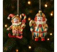 Addobbo Albero di Natale Clown Vintage con Bastone di Zucchero e Lollipop, 2 Varianti, Perfetto per Albero di Natale e Regali Festivi 12cm - Varzi dal 1956