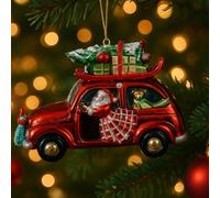 Addobbo Albero di Natale Macchina con Babbo Natale, Regali e Albero, Un Viaggio Magico tra le Feste, Ideale per Ogni Ambiente Festivo 9,5cm - Varzi dal 1956