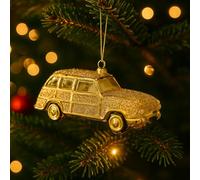 Addobbo Albero di Natale Macchina Vintage con Glitter, Elegante e Scintillante, Ideale per il Tuo Ambiente Festivo 14cm - Varzi dal 1956