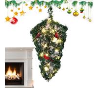Addobbo Natalizio con Luce Display Artificiale Capovolto Luminoso | Albero di Natale Artificiale Capovolto da Parete Per Soggiorno Camera da Letto Porta d'Ingresso Sala da Pranzo Festa