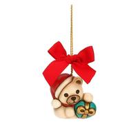 THUN - Addobbo Natalizio Teddy con Regalo in Ceramica Decorata a Mano, Versione Piccola, Decorazioni Natale Casa, 5x3.8x5.5 cm h