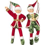 addobi albero natale a forma di elfo, 50cm, rosso e verde elfo albero di Natale in alto, per decorazioni albero di Natale (Elfo rosso verdi)