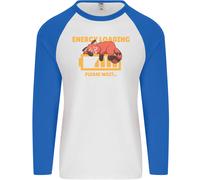 Addormentato Fox Energia Divertente Pigro Anti-social Uomo L/S Baseball T-Shirt
