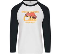 Addormentato Fox Energia Divertente Pigro Anti-social Uomo L/S Baseball T-Shirt