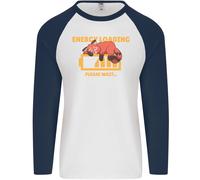 Addormentato Fox Energia Divertente Pigro Anti-social Uomo L/S Baseball T-Shirt