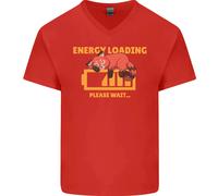 Addormentato Fox Energia Divertente Pigro Anti-social Uomo V-Neck Cotone T-Shirt