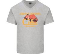 Addormentato Fox Energia Divertente Pigro Anti-social Uomo V-Neck Cotone T-Shirt