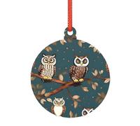 Addos de Navidad - Decorazione natalizia in acrilico, motivo: gufi magici, per albero di Natale minimalista