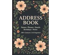 Address Book /Easy Organizer for Names, Birthdays, Addresses, Phone Numbers & Emails | Elegant & Functional for Home or Office