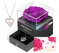 ADDWel Regalo Festa della Mamma per Mamma, Rosa Eterna con Collana in Argento 925 e Scatola Musicale, Idea Regalo Anniversario Originale per Mamma da Parte dei Figli, Idea Regalo Natale per Madre