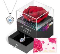 ADDWel Regalo Festa della Mamma, Rosa Eterna con Carillon e Collana Regalo Donna Rosa Stabilizzata Idea Regalo per Mamma Anniversario Compleanno e Natale Regali per Lei, Fidanzata o Moglie