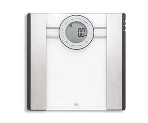 ADE Bilancia pesapersone digitale con analisi del grasso corporeo, dell'acqua corporea e della massa muscolare, 5 valori misurati, fino a 180 kg, argento | BA1601