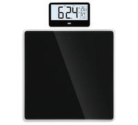 ADE Bilancia pesapersone digitale con display esterno, bilancia per persone fino a 180 kg, peso leggibile all'altezza degli occhi, bilancia per anziani, con orologio da bagno, igrometro, termometro