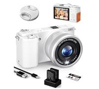Ade Fotocamera digitale 4K 64MP con sensore CMOS e zoom ottico 12X, fotocamera compatta con display da 2,8", WiFi/HDMI, scheda da 64 GB, 2 batterie e caricabatterie (bianco)