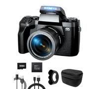 Ade Fotocamera digitale 4K 64MP con Touchscreen da 4'', Vlogging Fotocamera Digitale Compatta con grandangolo e macro, zoom 16x, per Principianti, WiFi, custodia per fotocamera, obiettivo singolo