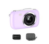 Ade Macchina Fotografica Digitale Fotocamera Compatte, 64M 4K Fotocamera con Zoom Digitale 18X, Stazione di ricarica, borsa per fotocamera, per adolescenti, adulti, principianti (Viola)