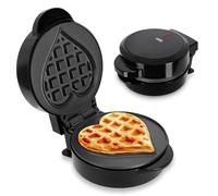 ADE mini piastra per waffle a forma di cuore | waffle belga | perfetta per una persona, una festa, una festa di compleanno per bambini | rivestimento antiaderente di alta qualità | 550 W | nero