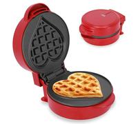 ADE Mini waffle a forma di cuore, piccolo ferro per 1 persona, rivestimento antiaderente, 550 Watt, ideale per San Valentino e colazione, rosso