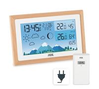 ADE Stazione meteo con sensore esterno | termometro ambiente | igrometro umidità casa | barometro | radiosveglia digitale da comodino | Batteria e adattatore di rete inclusi